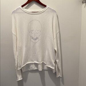 Z Supply Ada Skull sweater in white size large